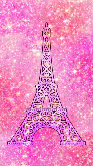 Pink Eiffel Tower Digital Wallpaper