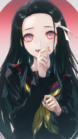 Pink-eyed Nezuko Kamado Wallpaper