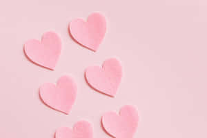 Pink Felt Hearts Background Wallpaper