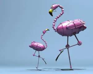 Pink Flamingo Robot Wallpaper