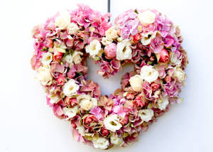 Pink Flower Heart For Valentines Wallpaper