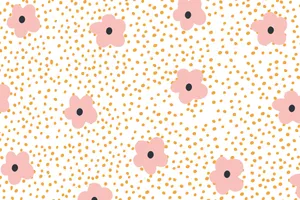 Pink Flowers With Pink And White Polka Dots Wallpaper