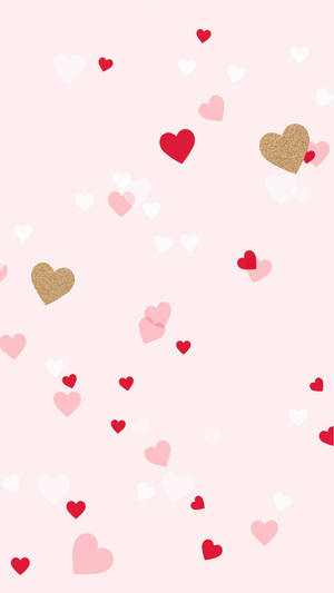 Pink Girly Confetti Hearts Wallpaper