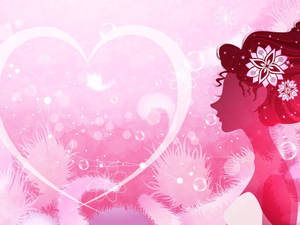 Pink Girly Minimalist Vintage Lady Wallpaper
