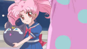 Pink Haired Anime Girl With Cat Balloon Wallpaper