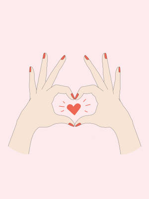 Pink Hand Heart Drawing Wallpaper