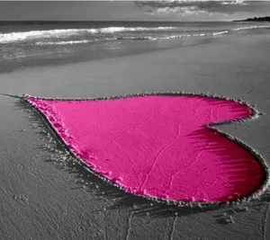 Pink Heart By The Beach Wallpaper