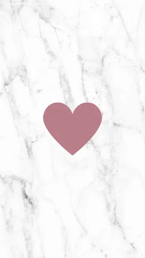 Pink Heart On Black White Marble Iphone Wallpaper