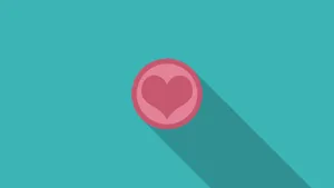 Pink Heart Vector On Minimalist Blue Surface Wallpaper