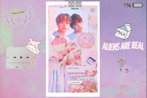 Pink Kawaii Aesthetic Taekook Bts Wallpaper