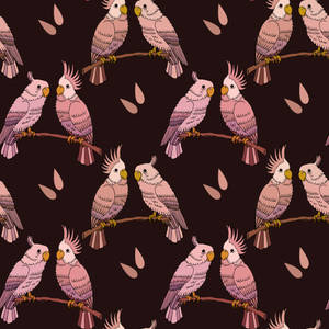 Pink Love Birds Art Wallpaper