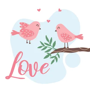 Pink Love Birds Greeting Wallpaper