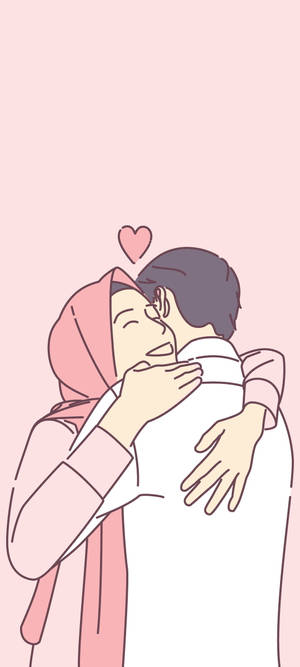 Pink Love Cartoon Hijab Wallpaper