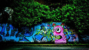 Pink Monster Urban Art Wallpaper