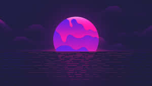 Pink Moon Melting Setting Wallpaper