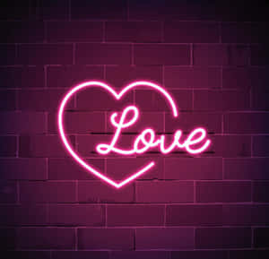 Pink Neon Heart Love Vector Art Wallpaper