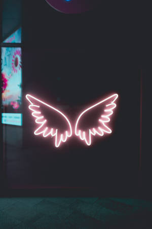 Pink Neon Wings Wallpaper