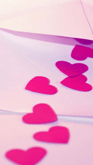 Pink Paper Hearts Girly Tumblr Wallpaper