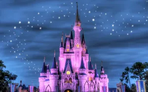 Pink Purple Disneyland Castle Stars Wallpaper