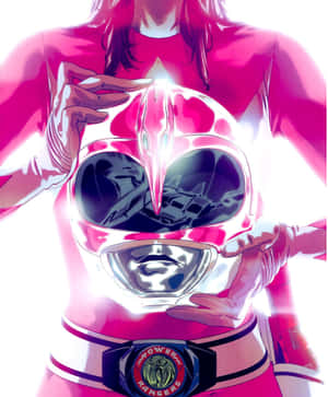 Pink Ranger Holding Helmet Wallpaper