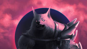 Pink Retrowave Werewolf Portrait Wallpaper
