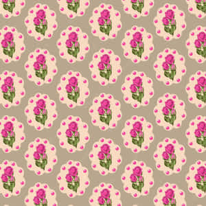 Pink Roses On A Beige Background Wallpaper