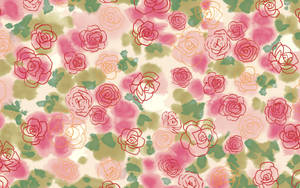 Pink Roses Pattern Background Wallpaper