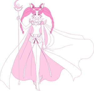 Pink Sailor Moon Outline Art Wallpaper