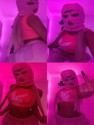Pink Ski Mask Girl Collage Wallpaper