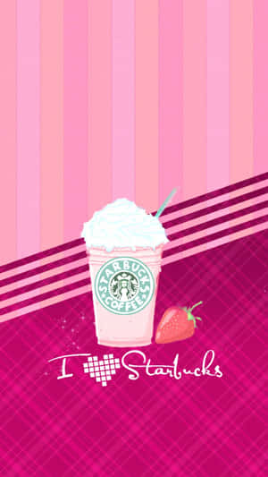 Pink Strawberry Starbucks Girly Tumblr Wallpaper