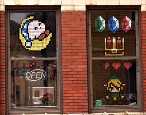 Pixel Art Window Store Wallpaper