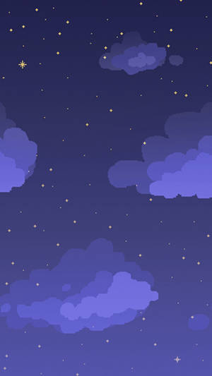 Pixel Clouds Aesthetic Iphone 11 Wallpaper