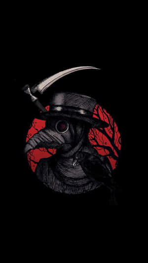 Plague Doctor Artworkwith Ravenand Scythe Wallpaper