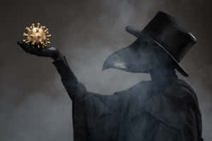 Plague Doctor Holding Virus Model Wallpaper