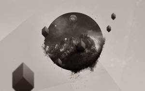 Planet-shaped Abstract Mountain Wallpaper