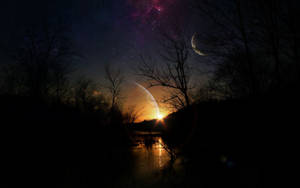 Planets Filled Sky Night Wallpaper