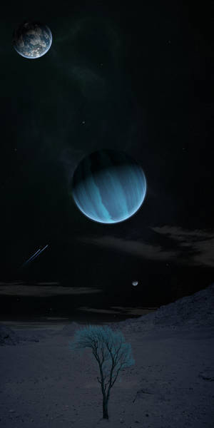 Planets Of Alien At Night Time Wallpaper