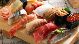 Platter Of Oriental Sushi Wallpaper