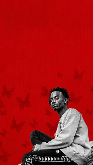 Playboi Carti With Butterflies Iphone Wallpaper