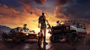 Playerunknown's Battlegrounds Players With Monster Trucks Wallpaper