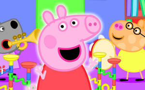 Playing Instrument Peppa Pig Ipad Wallpaper