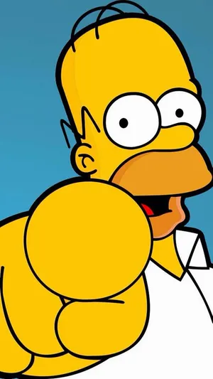 Pointing Homer Simpson Funny Wallpaper