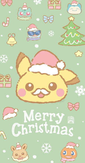Pokémon Christmas Pikachu In Green Wallpaper