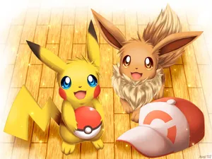 Pokemon Pikachu And Eevee By Sassy Wallpaper