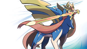 Pokemon Zacian With Sword Side View Wallpaper