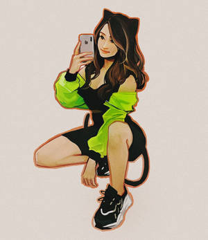 Pokimane Digital Art Wallpaper