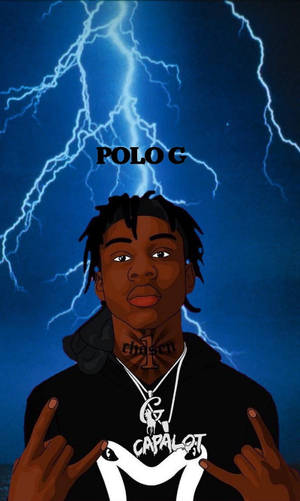 Polo G Blue Lightning Art Wallpaper