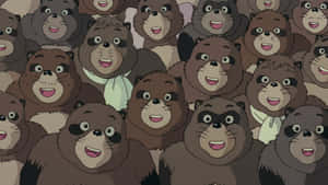 Pom Poko Characters Celebrating On The Hill Wallpaper