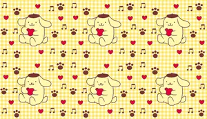 Pompompurin With Red Hearts Wallpaper