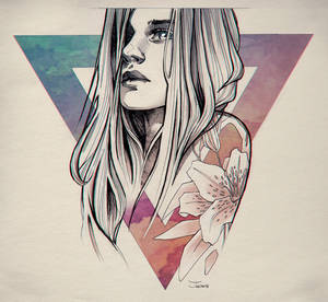 Portrait Of Girl Face In Triangle Wallpaper